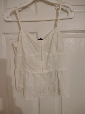 American Eagle Outfitters White Eyelet Peplum Camisole